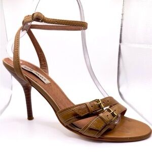 Steve Madden Dezire Tan Leather Strappy Ankle Wrap Sandals 8B